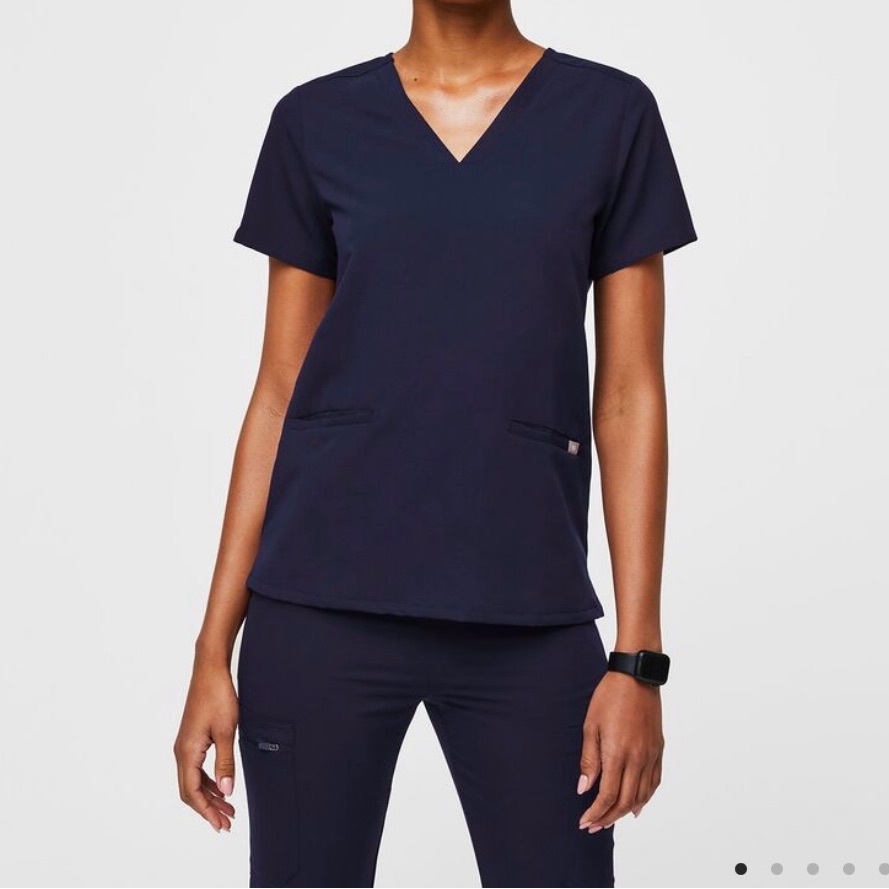 Figs Two Pocket Navy Scrub Top Xxl